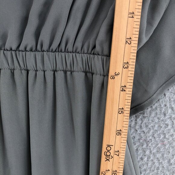 Show Me Your MuMu Dress Womens Medium Caitlin Ruffled Maxi Gray Cold Shoulder - Picture 9 of 11